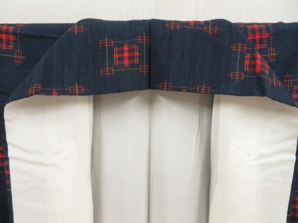 Photo8: 5416T11z880 Vintage Japanese Kimono Silk TSUMUGI  Dark navy (8)