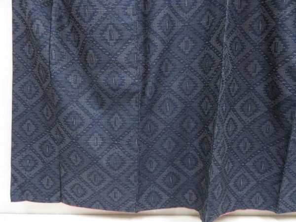 Photo4: 5416T12z720 Vintage Japanese Kimono Silk TSUMUGI  Navy (4)