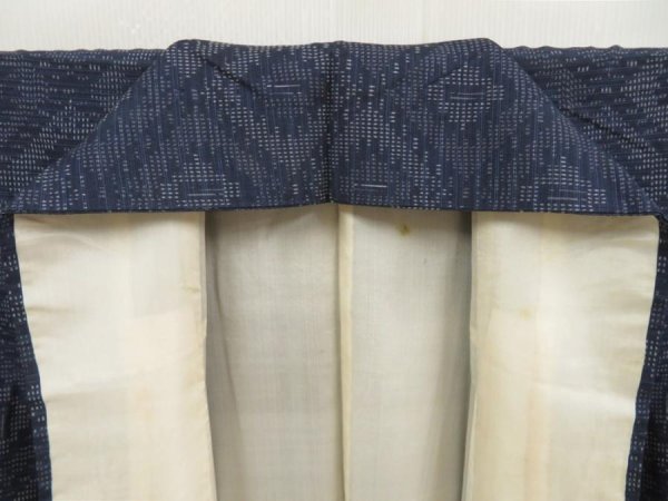 Photo7: 5416T12z720 Vintage Japanese Kimono Silk TSUMUGI  Navy (7)