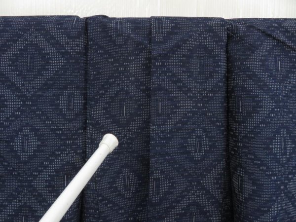 Photo8: 5416T12z720 Vintage Japanese Kimono Silk TSUMUGI  Navy (8)