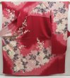Photo1: 5416T14z1100 Vintage Japanese Kimono Silk FURISODE Peony Dull red (1)