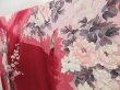 Photo2: 5416T14z1100 Vintage Japanese Kimono Silk FURISODE Peony Dull red (2)