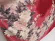 Photo3: 5416T14z1100 Vintage Japanese Kimono Silk FURISODE Peony Dull red (3)