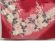 Photo5: 5416T14z1100 Vintage Japanese Kimono Silk FURISODE Peony Dull red (5)