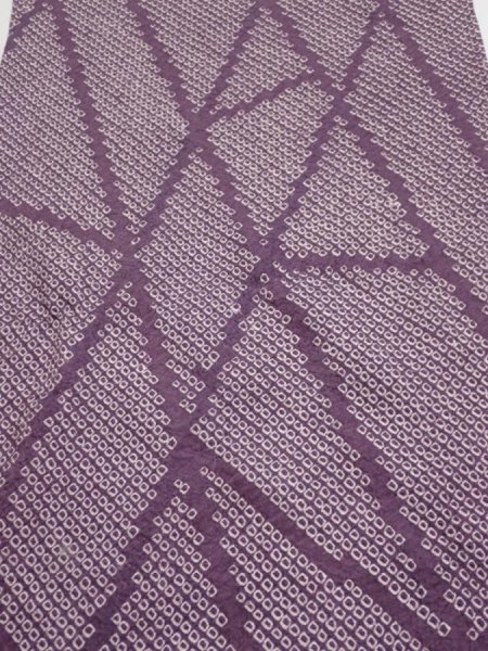 Photo1: 3H01z50  Japanese Kimono Silk  FABRIC Shibori Light purple 42.1x14.0 (1)