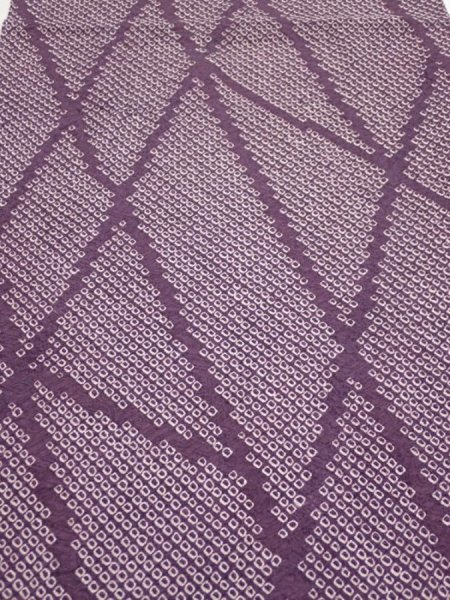 Photo1: 3H02z50  Japanese Kimono Silk  FABRIC Shibori Light purple 42.1x14.0 (1)