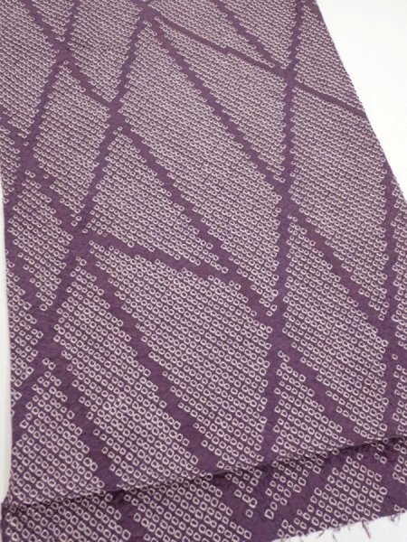 Photo2: 3H02z50  Japanese Kimono Silk  FABRIC Shibori Light purple 42.1x14.0 (2)