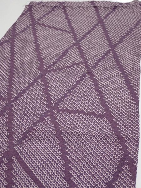 Photo3: 3H02z50  Japanese Kimono Silk  FABRIC Shibori Light purple 42.1x14.0 (3)