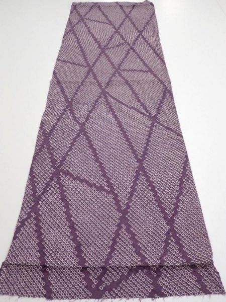 Photo5: 3H02z50  Japanese Kimono Silk  FABRIC Shibori Light purple 42.1x14.0 (5)