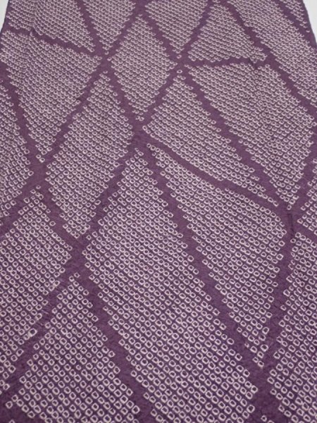 Photo1: 3H04z70  Japanese Kimono Silk  FABRIC Shibori Light purple 68.5x13.8 (1)