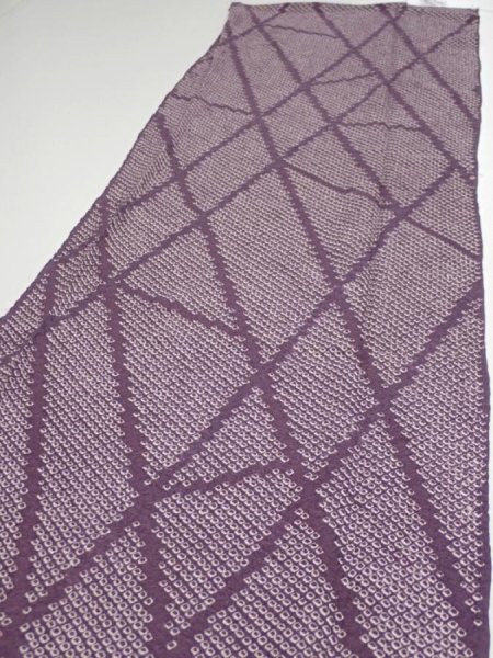 Photo3: 3H04z70  Japanese Kimono Silk  FABRIC Shibori Light purple 68.5x13.8 (3)