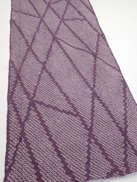 Photo2: 3H05z70  Japanese Kimono Silk  FABRIC Shibori Light purple 67.7x14.0 (2)