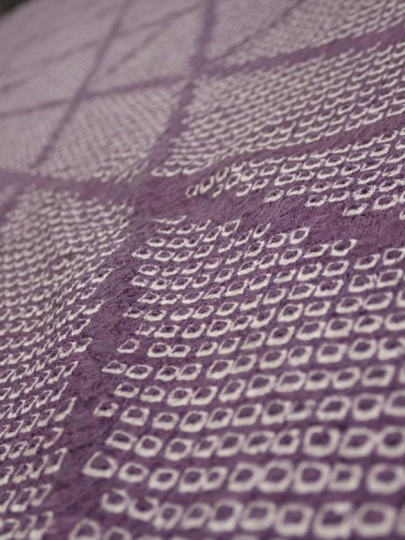 Photo4: 3H06z70  Japanese Kimono Silk  FABRIC Shibori Light purple 67.7x13.8 (4)