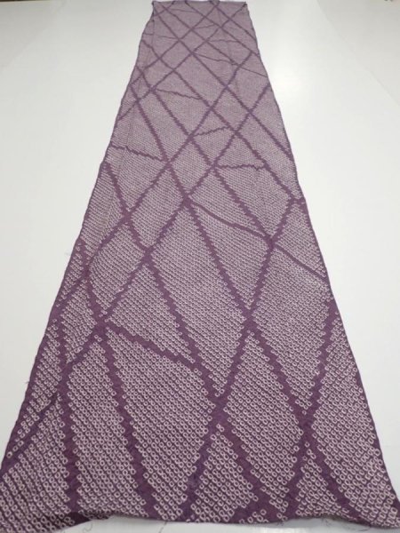 Photo5: 3H06z70  Japanese Kimono Silk  FABRIC Shibori Light purple 67.7x13.8 (5)