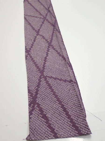 Photo2: 3H07z40  Japanese Kimono Silk  FABRIC Shibori Light purple 63.8x7.3 (2)