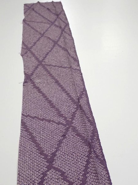 Photo3: 3H07z40  Japanese Kimono Silk  FABRIC Shibori Light purple 63.8x7.3 (3)