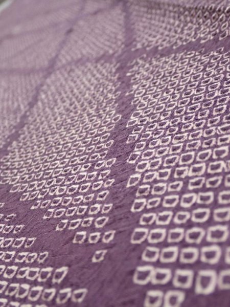 Photo4: 3H07z40  Japanese Kimono Silk  FABRIC Shibori Light purple 63.8x7.3 (4)