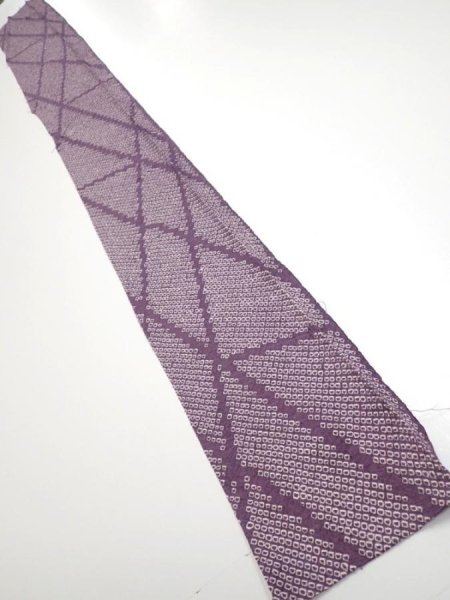Photo5: 3H07z40  Japanese Kimono Silk  FABRIC Shibori Light purple 63.8x7.3 (5)