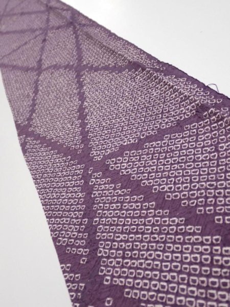 Photo1: 3H08z40  Japanese Kimono Silk  FABRIC Shibori Light purple 63.8x7.3 (1)
