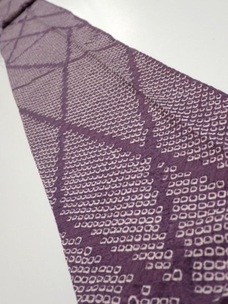 Photo1: 3H09z40  Japanese Kimono Silk  FABRIC Shibori Light purple 86.6x6.7 (1)
