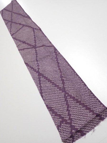 Photo1: 3H10z20  Japanese Kimono Silk  FABRIC Shibori Light purple 38.6x6.7 (1)