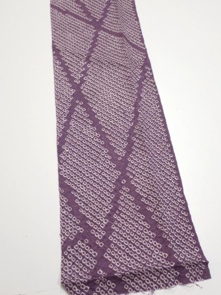 Photo3: 3H10z20  Japanese Kimono Silk  FABRIC Shibori Light purple 38.6x6.7 (3)