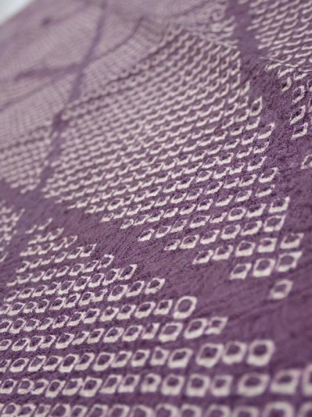 Photo5: 3H10z20  Japanese Kimono Silk  FABRIC Shibori Light purple 38.6x6.7 (5)