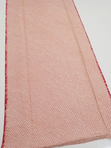 Photo2: 3H03z80  Japanese Kimono Silk  FABRIC Shibori Coral pink 66.9x14.2 (2)