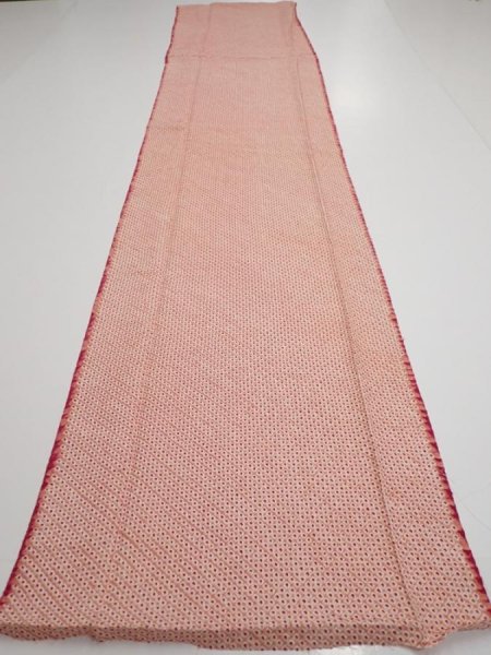 Photo5: 3H04z80  Japanese Kimono Silk  FABRIC Shibori Coral pink 66.1x14.2 (5)