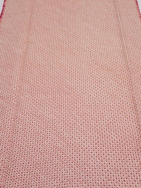 Photo1: 3H06z80  Japanese Kimono Silk  FABRIC Shibori Coral pink 67.3x14.2 (1)