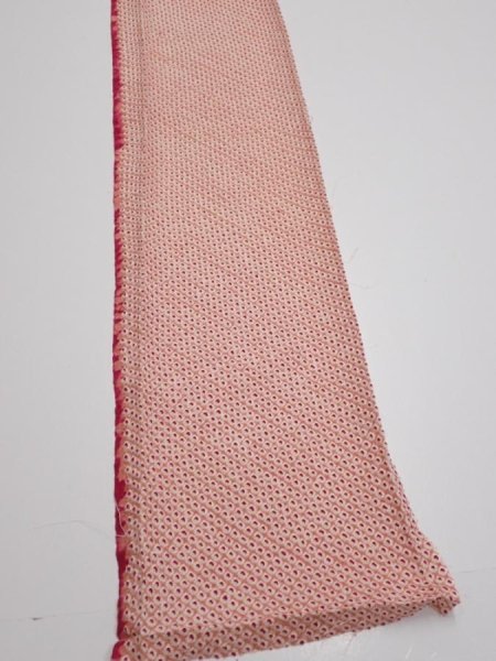 Photo2: 3H07z40  Japanese Kimono Silk  FABRIC Shibori Coral pink 61.4x7.1 (2)