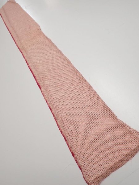 Photo5: 3H07z40  Japanese Kimono Silk  FABRIC Shibori Coral pink 61.4x7.1 (5)