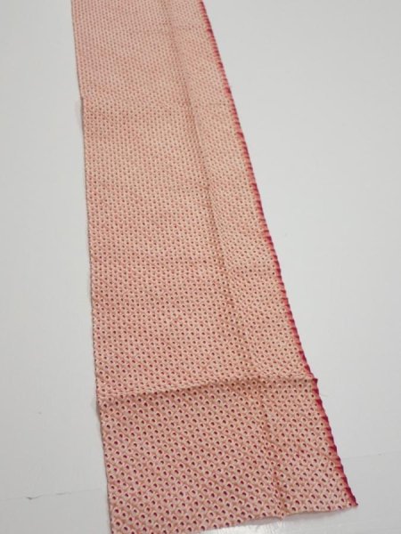 Photo2: 3H09z50  Japanese Kimono Silk  FABRIC Shibori Coral pink 84.3x7.1 (2)