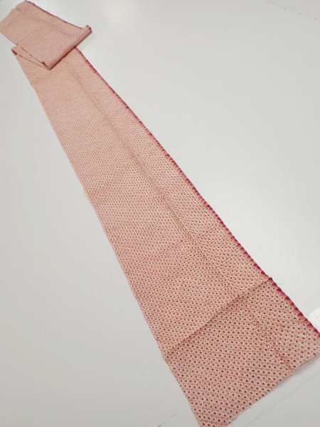 Photo5: 3H09z50  Japanese Kimono Silk  FABRIC Shibori Coral pink 84.3x7.1 (5)