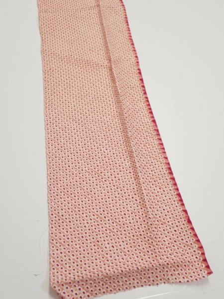 Photo3: 3H10z30  Japanese Kimono Silk  FABRIC Shibori Coral pink 38.2x7.1 (3)