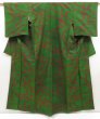 Photo1: 5417T01z810 Vintage Japanese Kimono Silk TSUMUGI Stream Green (1)