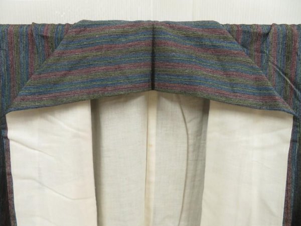 Photo7: 5417T02z870 Vintage Japanese Kimono Silk TSUMUGI  Steel blue (7)