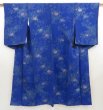 Photo1: 5417T04z920 Vintage Japanese Kimono Silk KOMON Flower Oriental blue (1)