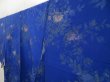 Photo2: 5417T04z920 Vintage Japanese Kimono Silk KOMON Flower Oriental blue (2)