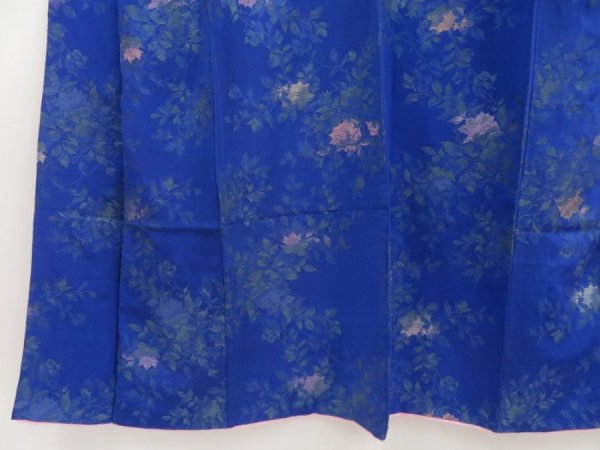 Photo4: 5417T04z920 Vintage Japanese Kimono Silk KOMON Flower Oriental blue (4)