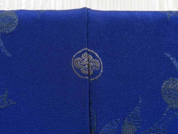 Photo7: 5417T04z920 Vintage Japanese Kimono Silk KOMON Flower Oriental blue (7)