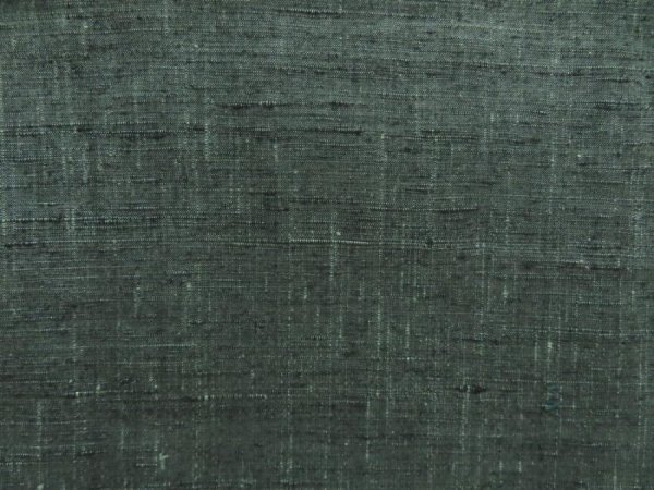 Photo6: 5417T05z810 Vintage Japanese Kimono Silk TSUMUGI Plain Green-Gray (6)