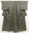 Photo1: 5417T07z660 Vintage Japanese Kimono Silk TSUMUGI  Black (1)