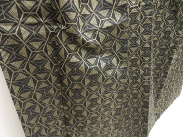 Photo3: 5417T07z660 Vintage Japanese Kimono Silk TSUMUGI  Black (3)