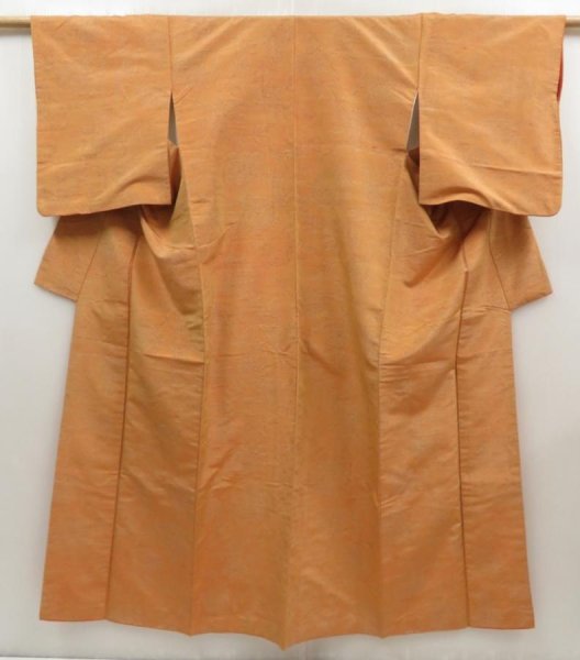 Photo1: 5417T08z750 Vintage Japanese Kimono Silk TSUMUGI Flower Cream-Orange (1)