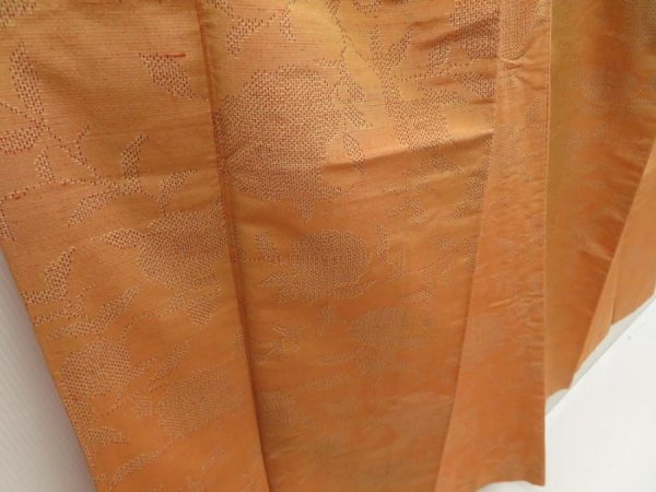 Photo3: 5417T08z750 Vintage Japanese Kimono Silk TSUMUGI Flower Cream-Orange (3)