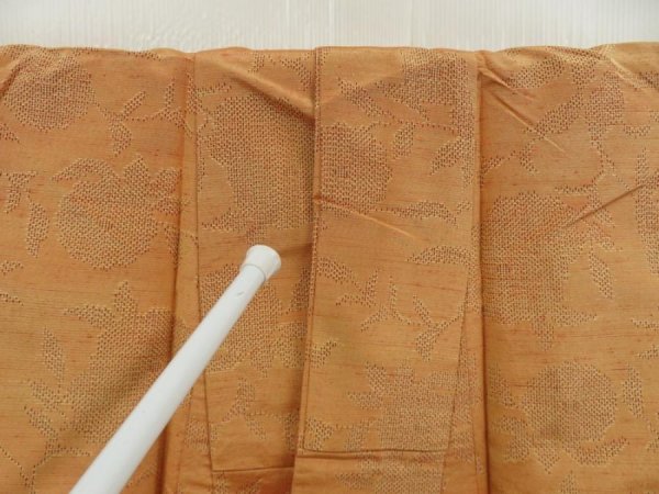 Photo8: 5417T08z750 Vintage Japanese Kimono Silk TSUMUGI Flower Cream-Orange (8)