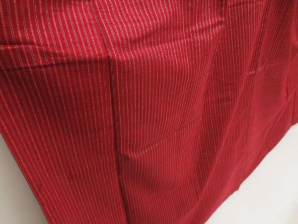 Photo3: 5417T09z770 Vintage Japanese Kimono Silk TSUMUGI  Dark red (3)