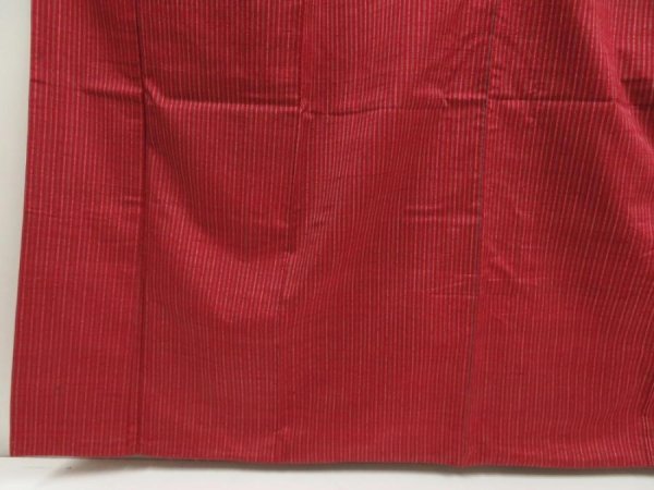 Photo4: 5417T09z770 Vintage Japanese Kimono Silk TSUMUGI  Dark red (4)