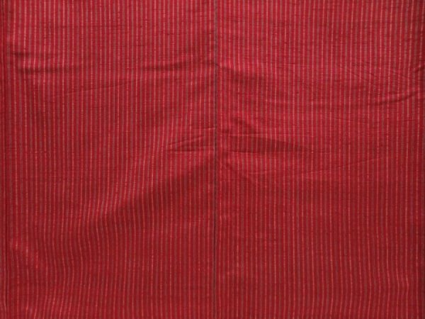 Photo5: 5417T09z770 Vintage Japanese Kimono Silk TSUMUGI  Dark red (5)